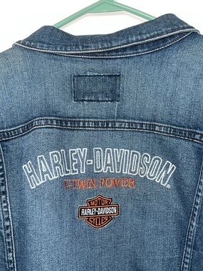 Harley-Davidson Blue Denim Jacket with Logo Embroidery